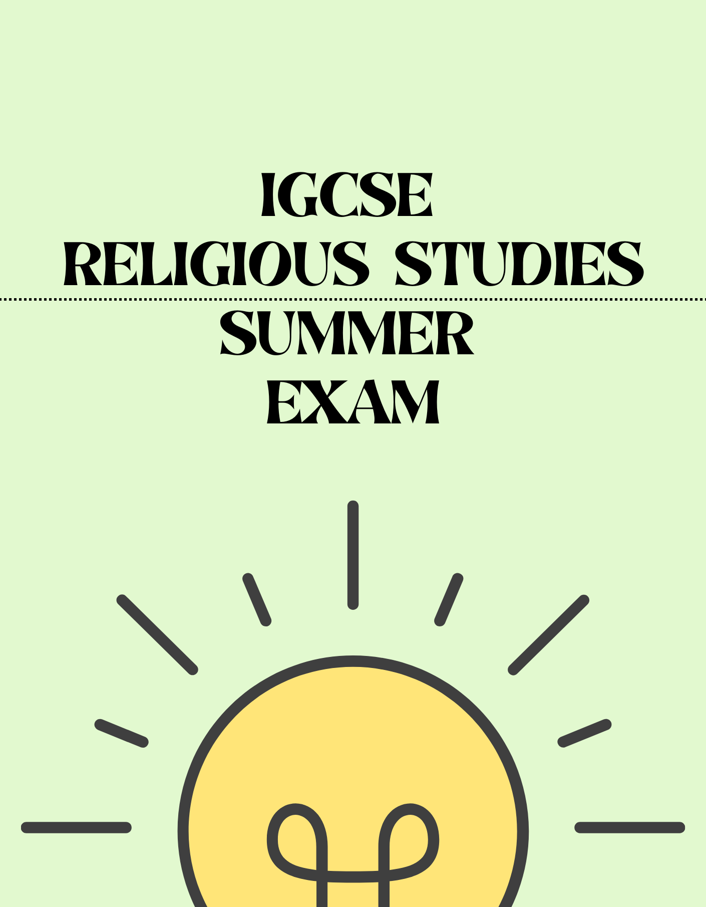IGCSE Religious Studies - Summer Exam